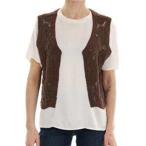 GILET CROCHET MARRONE